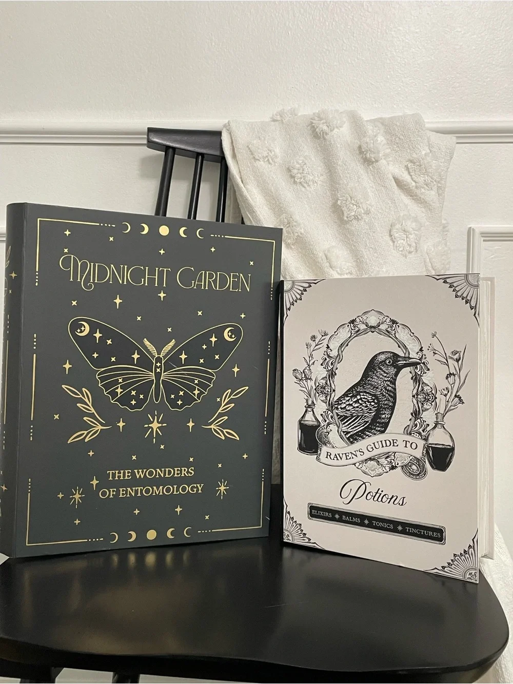 Ravens Guide to Potions and Midnight Gardens Faux Decorative Halloween Books